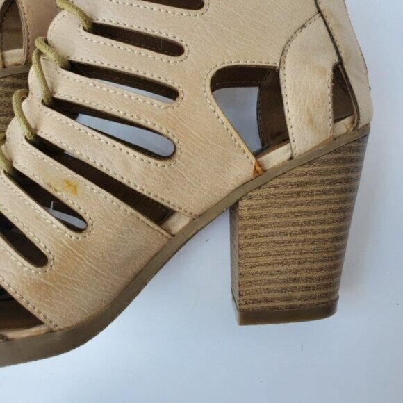 Boho Heels Neutral Nude Cage Booties 7.5 EUC! NWOT - Picture 10 of 12